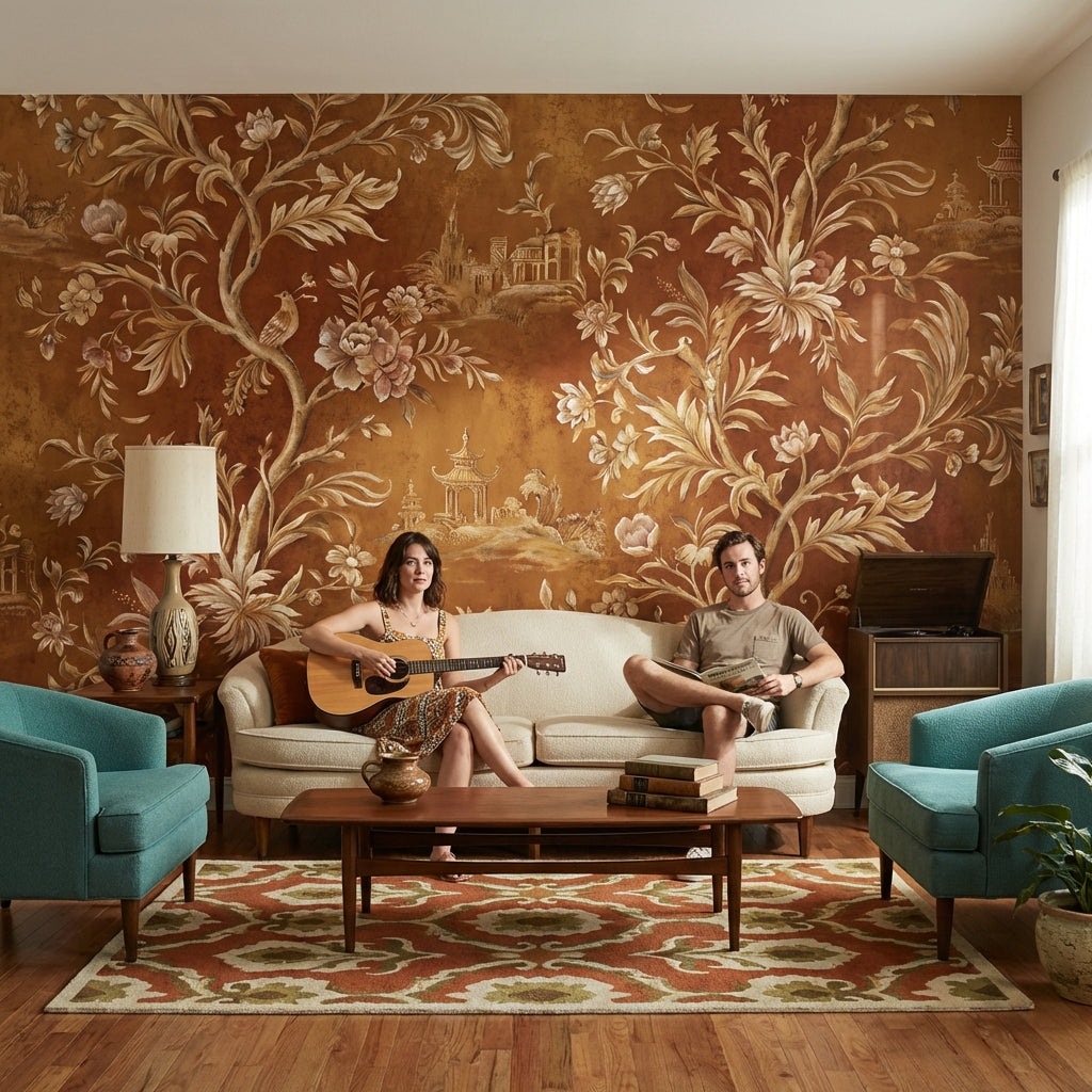 Floral Vintage Wallpaper Traditional Exotic Wall Mural