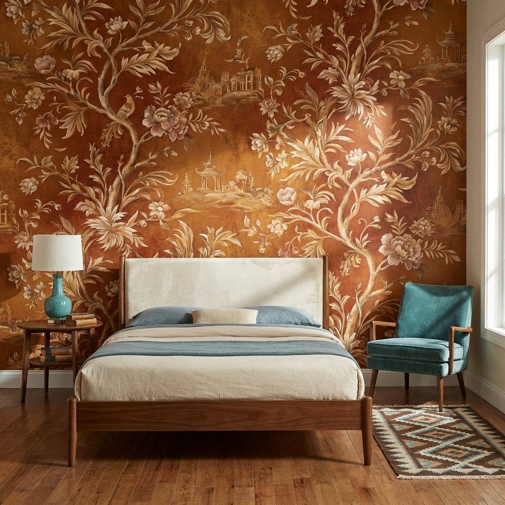 Floral Vintage Wallpaper Traditional Exotic Wall Mural