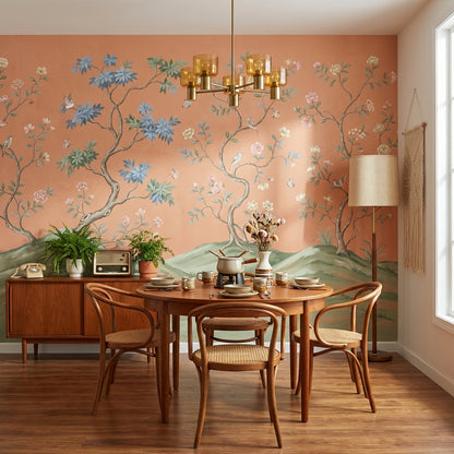 Floral Wallpaper Birds Trees Wall Mural