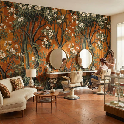 Vintage Floral Wallpaper Natural Trees Wall Mural