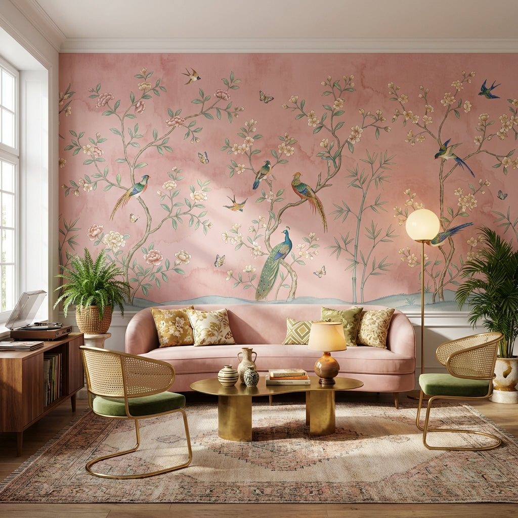 Chinoiserie Wallpaper Birds Floral Wall Mural