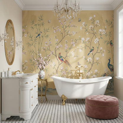 Oriental Wallpaper Birds Floral Wall Mural