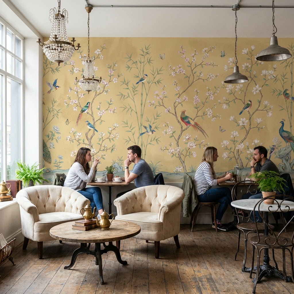 Oriental Wallpaper Birds Floral Wall Mural