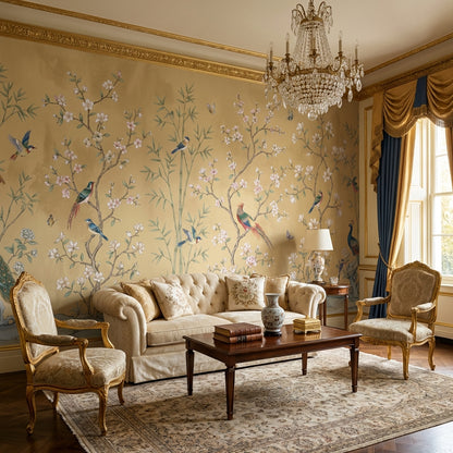 Oriental Wallpaper Birds Floral Wall Mural