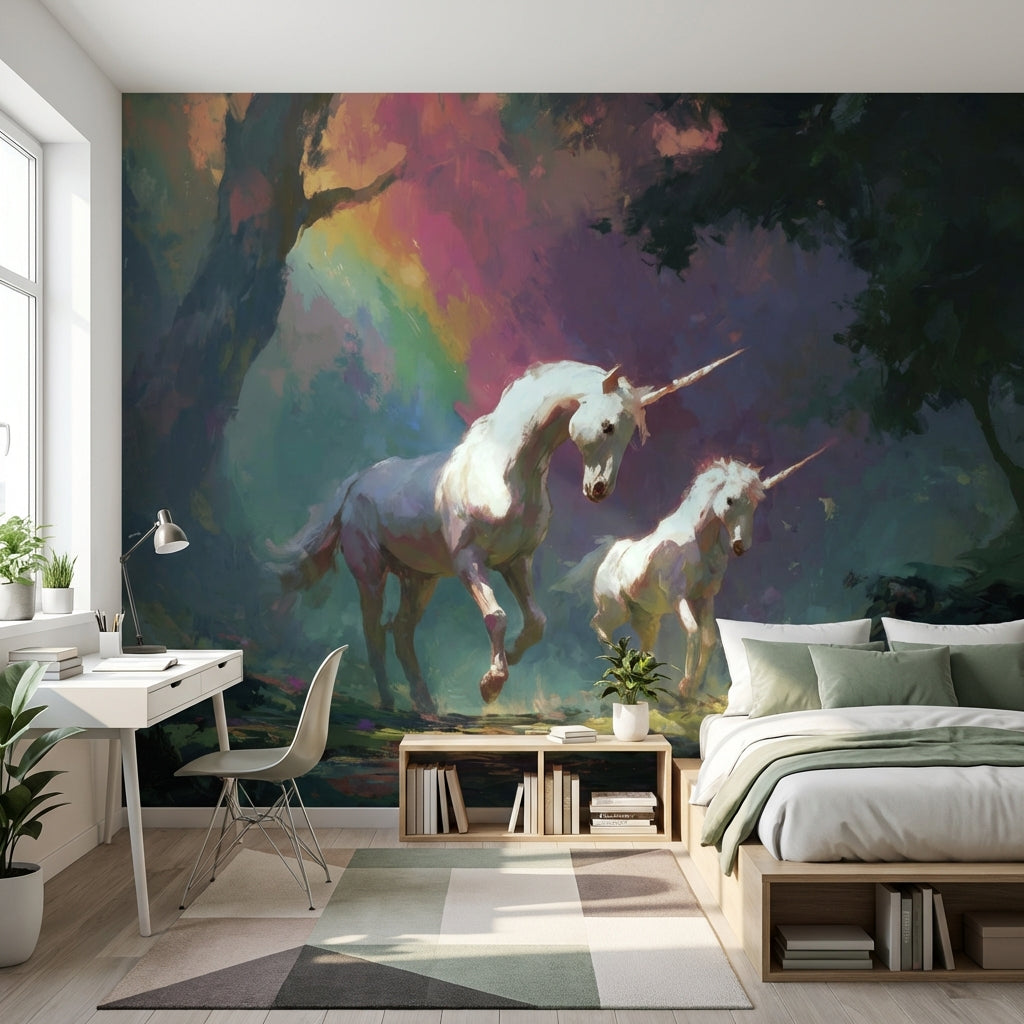 Unicorns Wallpaper Fantasy Removable Rainbow Wall Mural