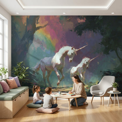 Unicorns Wallpaper Fantasy Removable Rainbow Wall Mural