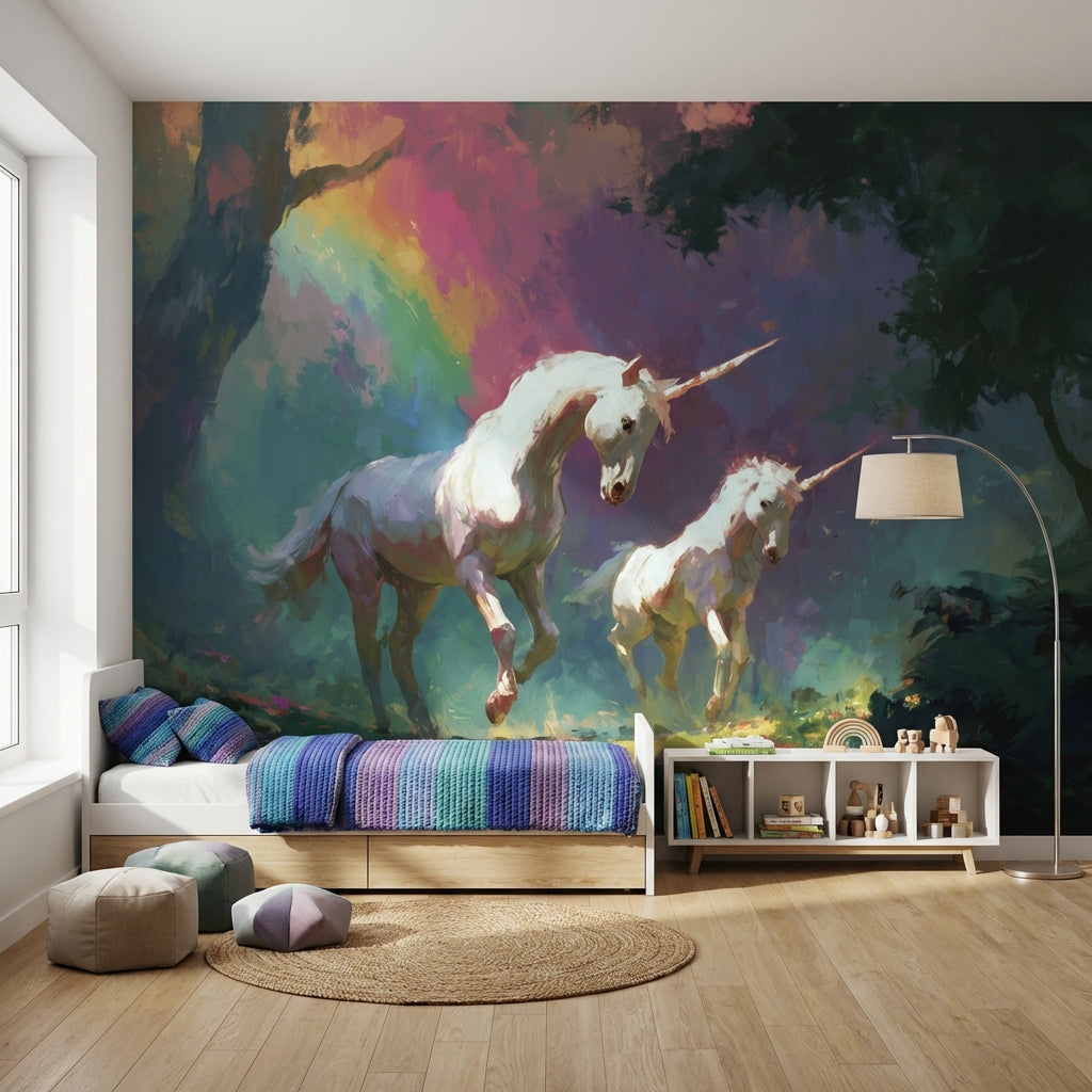 Unicorns Wallpaper Fantasy Removable Rainbow Wall Mural