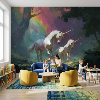 Unicorns Wallpaper Fantasy Removable Rainbow Wall Mural