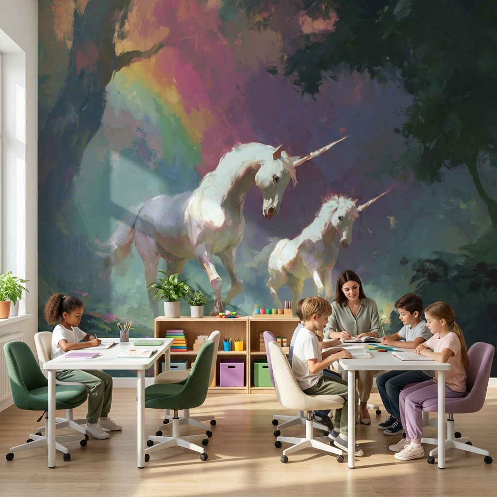 Unicorns Wallpaper Fantasy Removable Rainbow Wall Mural