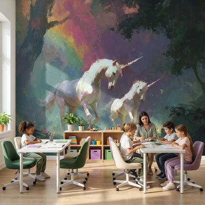 Unicorns Wallpaper Fantasy Removable Rainbow Wall Mural