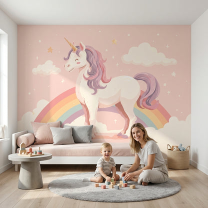 Unicorn Wallpaper Rainbow Magical Removable Wall Decor