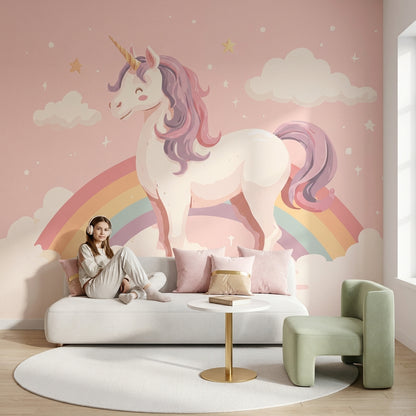 Unicorn Wallpaper Rainbow Magical Removable Wall Decor