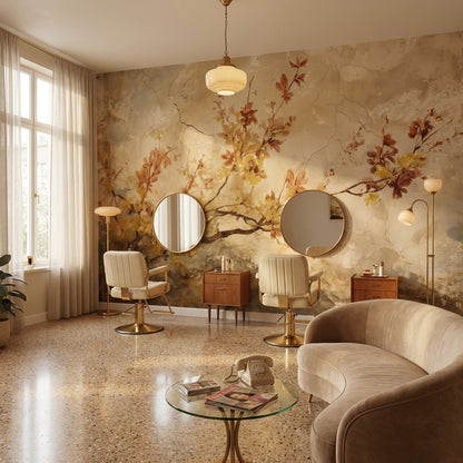 Floral Wallpaper Vintage Removable Beige Wall Mural