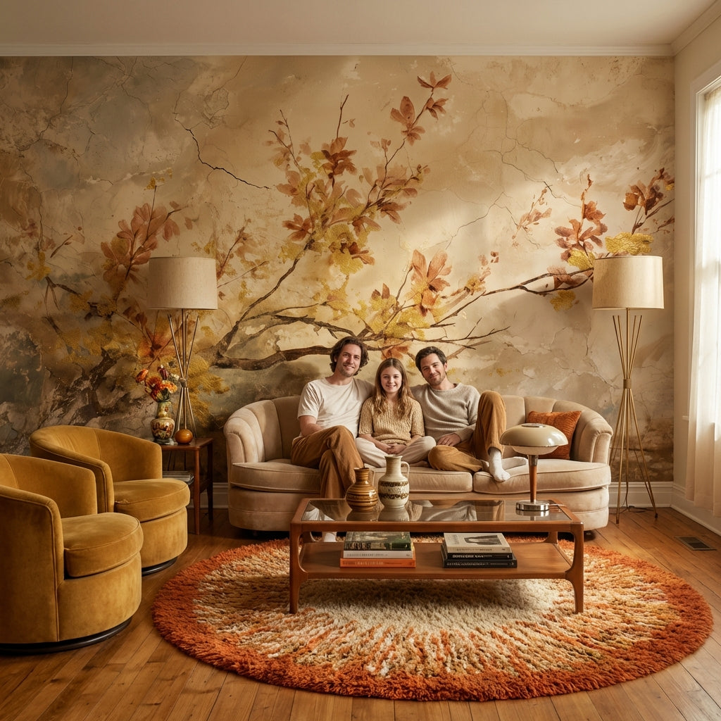 Floral Wallpaper Vintage Removable Beige Wall Mural