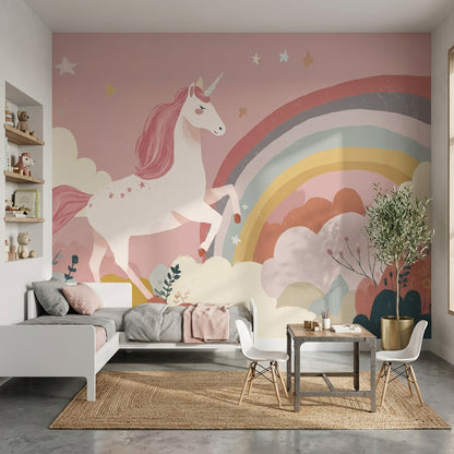 Unicorn Fantasy Wallpaper Rainbow Whimsical Wall Decor