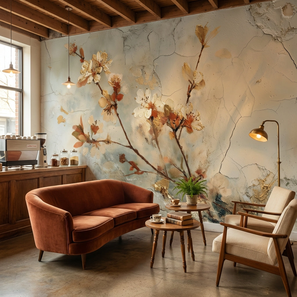 Floral Wallpaper Vintage Removable Elegant Wall Mural