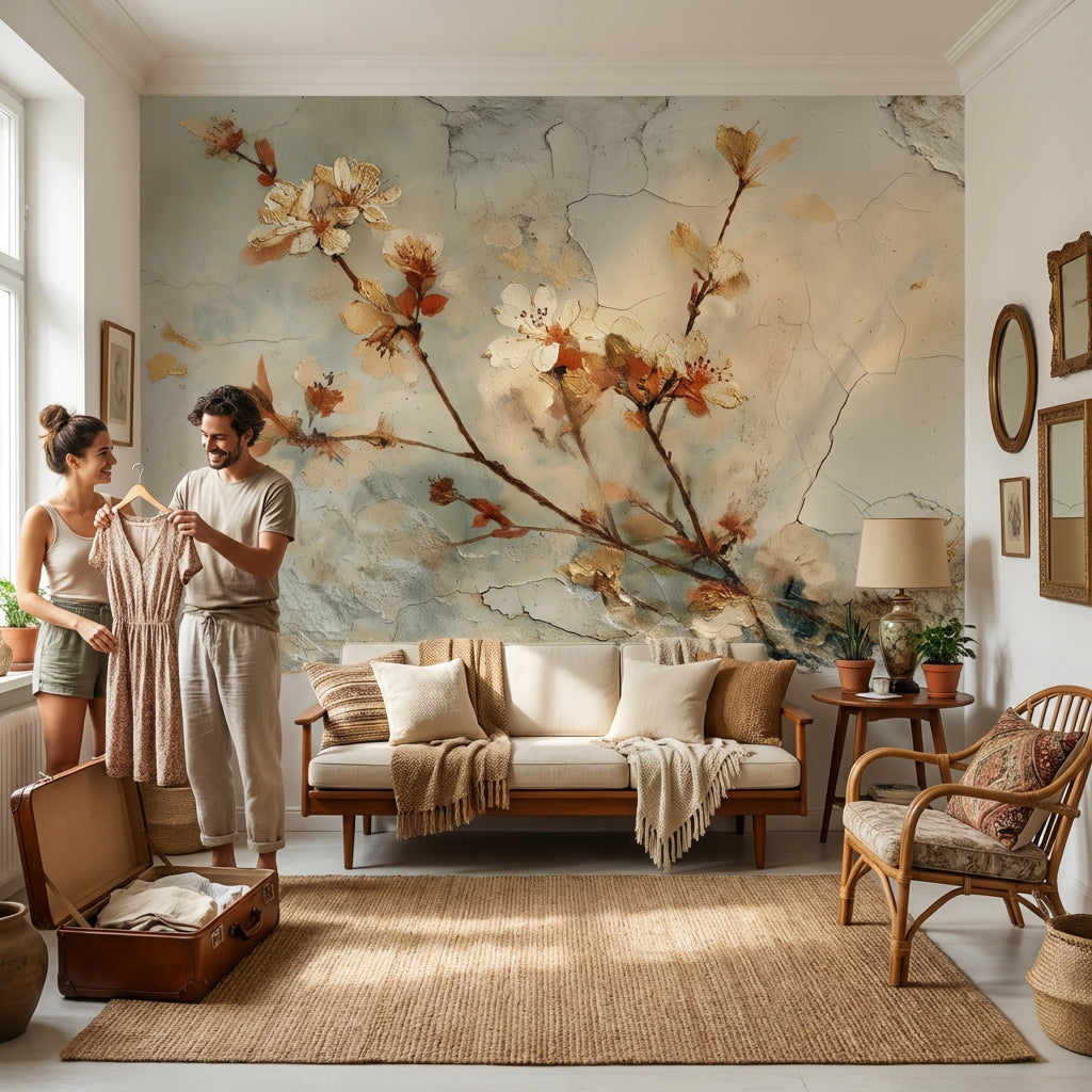 Floral Wallpaper Vintage Removable Elegant Wall Mural