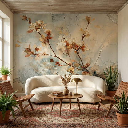 Floral Wallpaper Vintage Removable Elegant Wall Mural