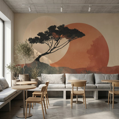 Tree Silhouette Wallpaper Abstract Modern Wall Decor