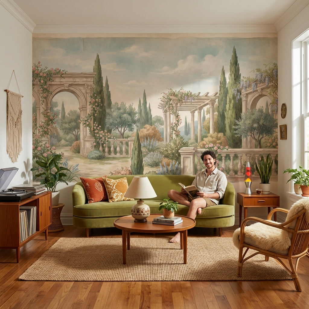 Vintage Garden Wallpaper Greenery Floral Wall Mural