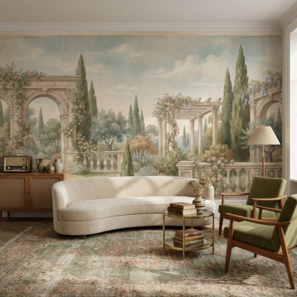 Vintage Garden Wallpaper Greenery Floral Wall Mural