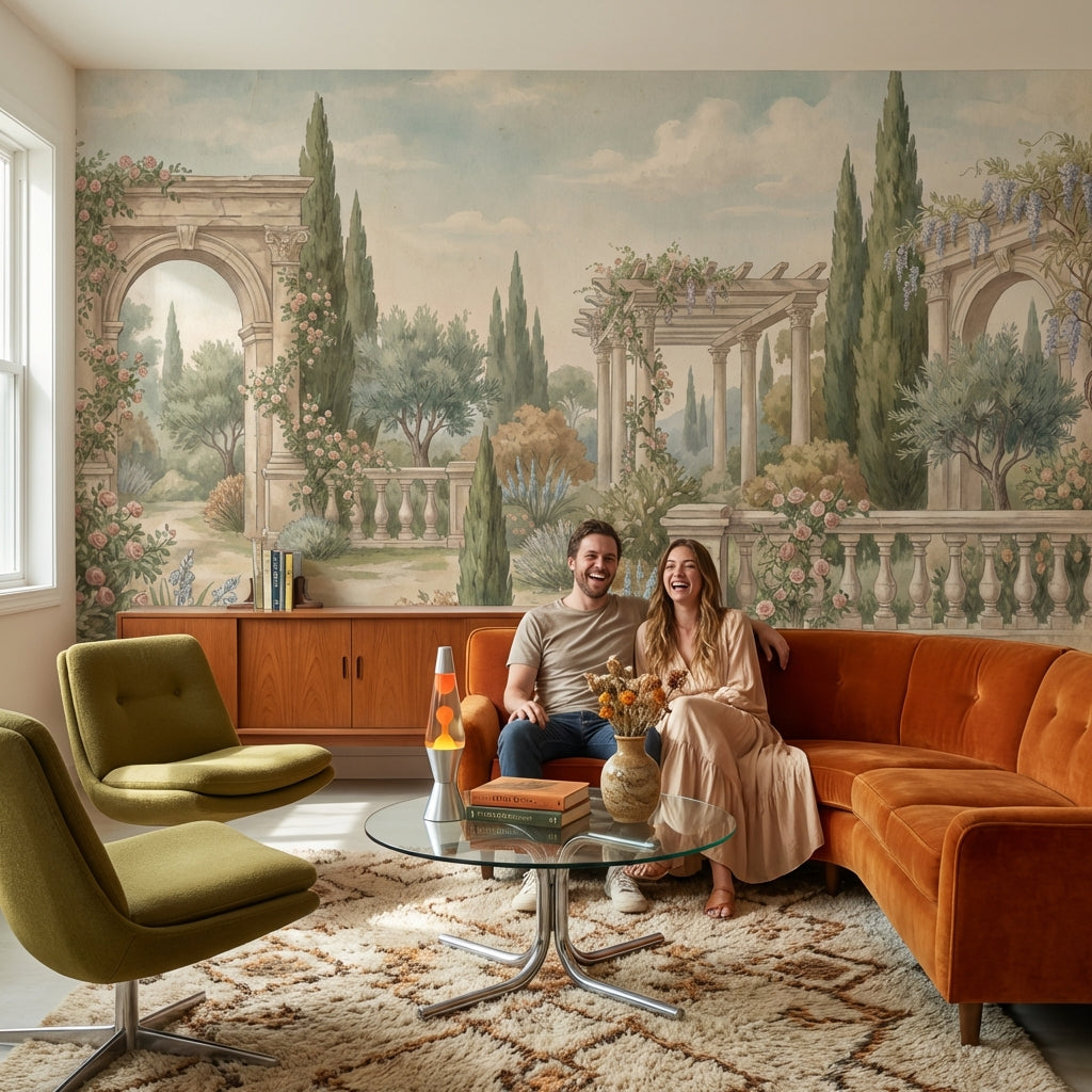 Vintage Garden Wallpaper Greenery Floral Wall Mural