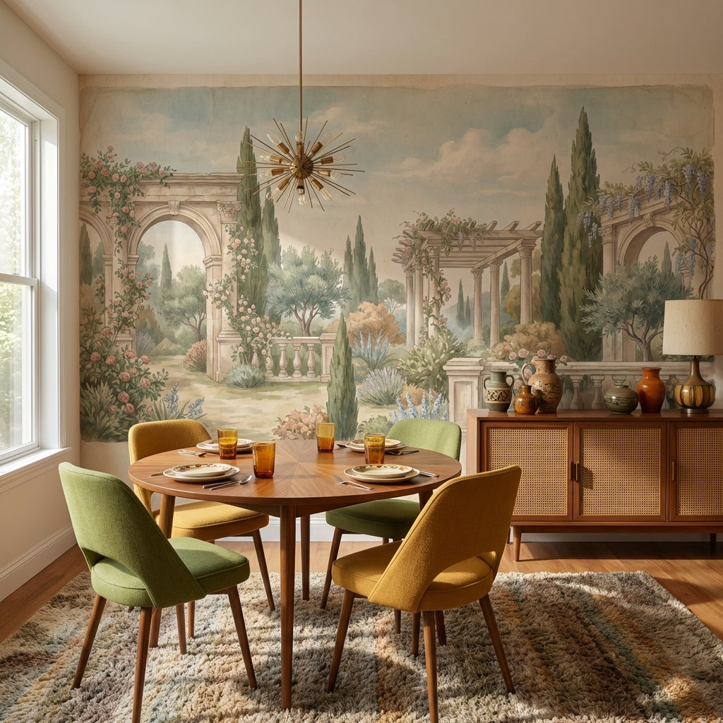 Vintage Garden Wallpaper Greenery Floral Wall Mural