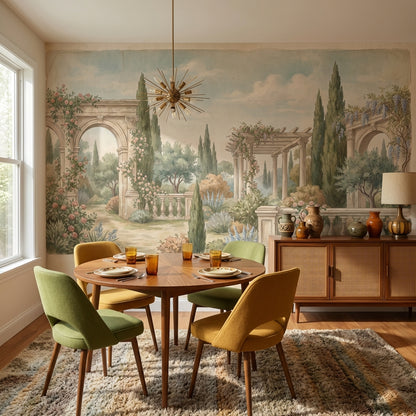 Vintage Garden Wallpaper Greenery Floral Wall Mural