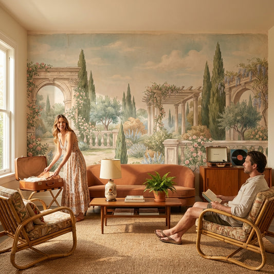 Vintage Garden Wallpaper Greenery Floral Wall Mural