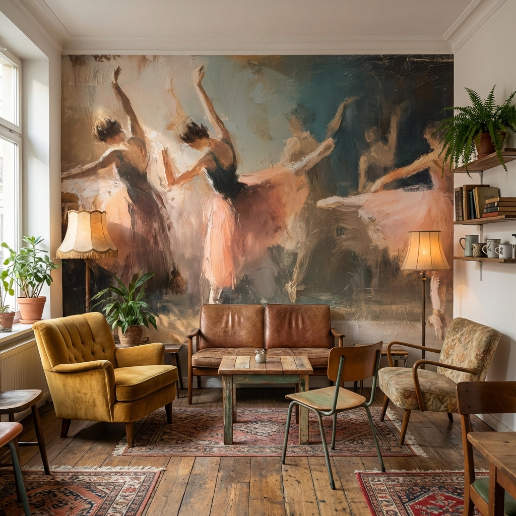 Ballet Dancers Wallpaper Vintage Removable Movement Wall Mural