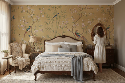 Oriental Wallpaper Birds Floral Wall Mural