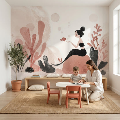 Underwater Mermaid Wallpaper Abstract Aquatic Wall Mural