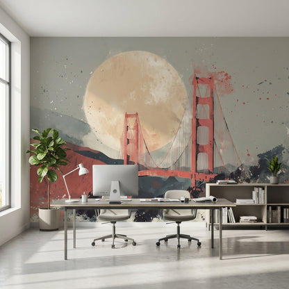 Bridge Landscape Wallpaper Abstract Modern Wall Decor