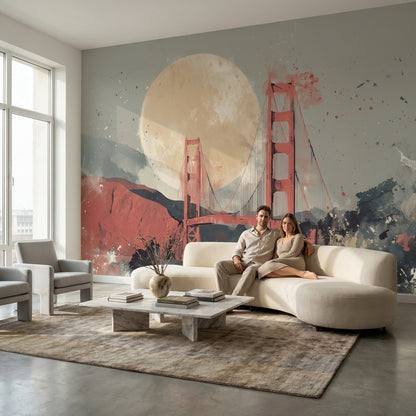 Bridge Landscape Wallpaper Abstract Modern Wall Decor