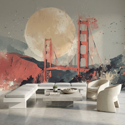 Bridge Landscape Wallpaper Abstract Modern Wall Decor