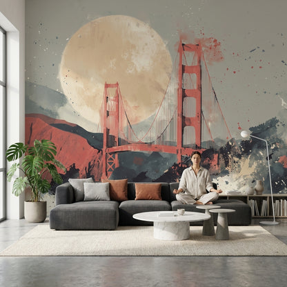 Bridge Landscape Wallpaper Abstract Modern Wall Decor