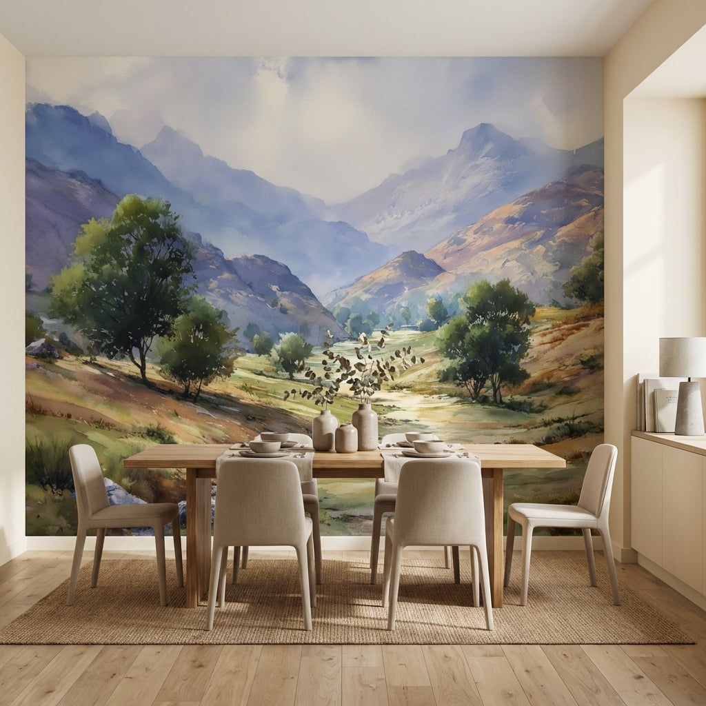 Cloudy Sky Wallpaper Mountain Nature Wall Mural