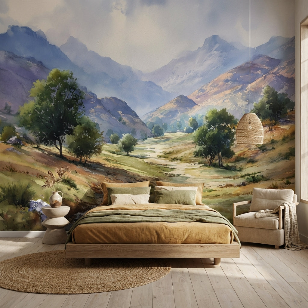 Cloudy Sky Wallpaper Mountain Nature Wall Mural