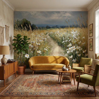 Landscape Wallpaper Wildflowers Removable Path Wall Mural