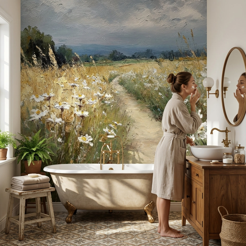 Landscape Wallpaper Wildflowers Removable Path Wall Mural