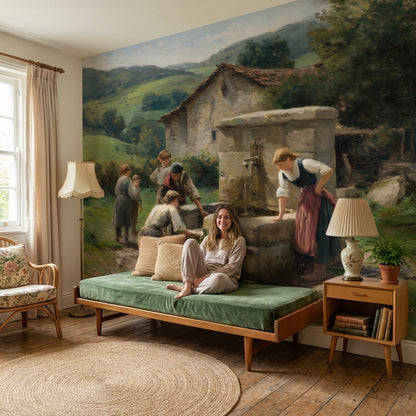 Countryside Wallpaper Vintage Removable Green Wall Mural