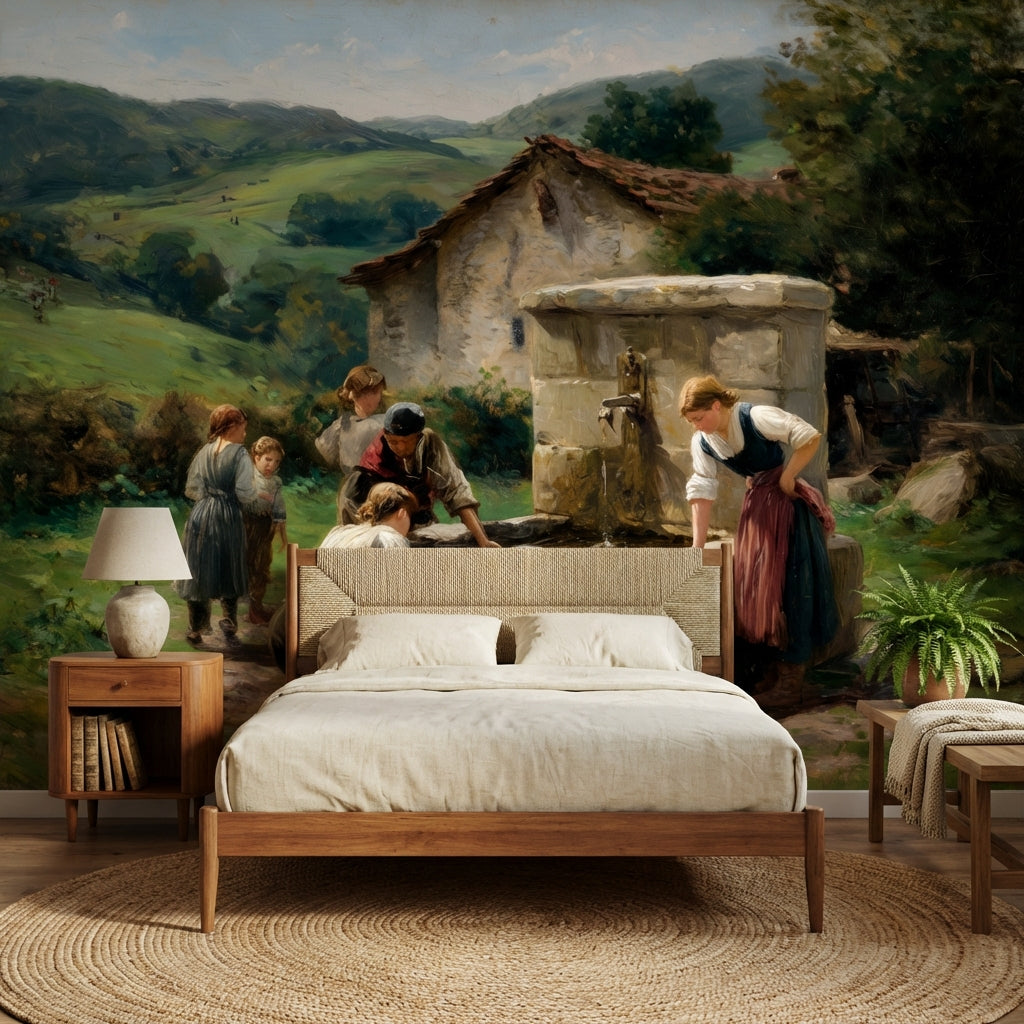 Countryside Wallpaper Vintage Removable Green Wall Mural