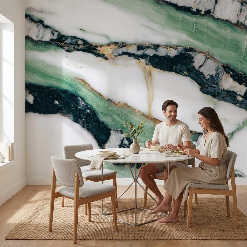 White Background Wallpaper Marble Modern Wall Decor