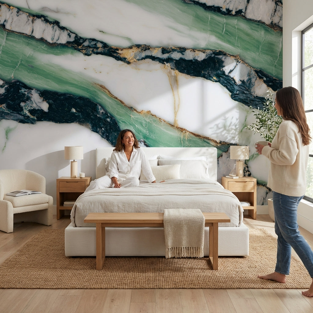 White Background Wallpaper Marble Modern Wall Decor