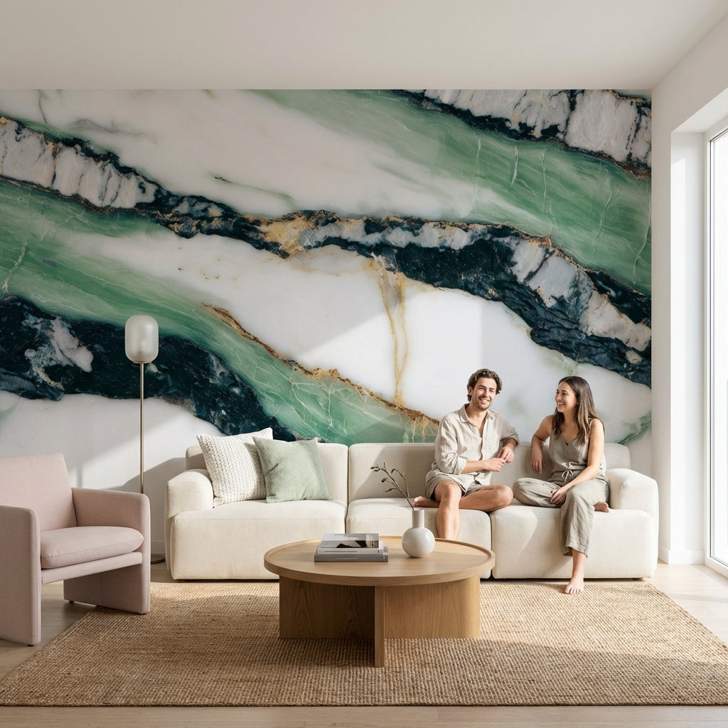 White Background Wallpaper Marble Modern Wall Decor