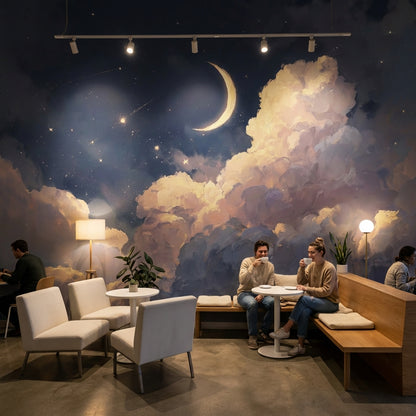 Moon Wallpaper Celestial Night Sky Removable Wall Decor