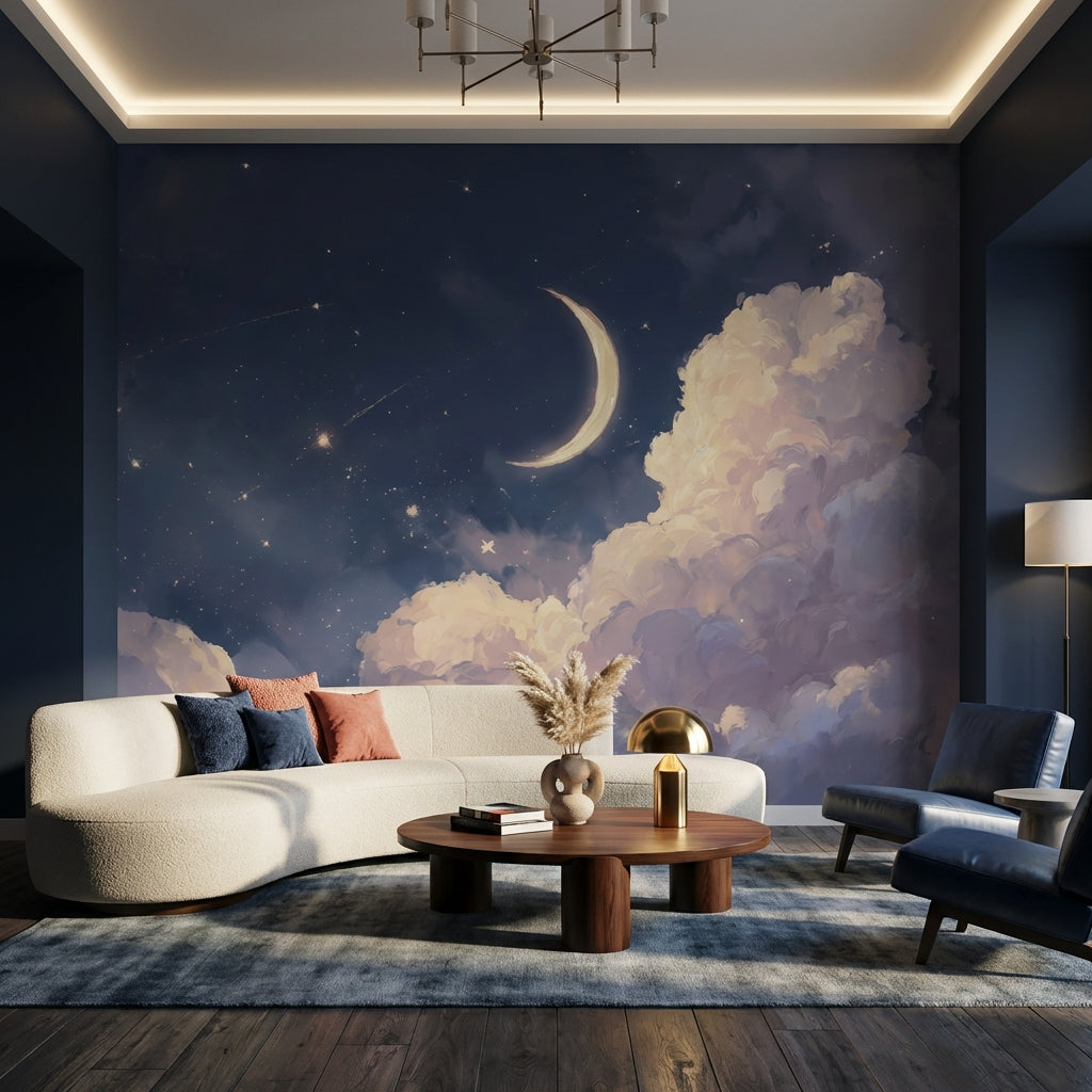 Moon Wallpaper Celestial Night Sky Removable Wall Decor