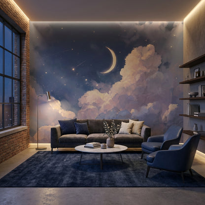 Moon Wallpaper Celestial Night Sky Removable Wall Decor