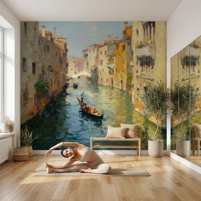 Venice Canal Wallpaper Gondola Impressionistic Wall Decor