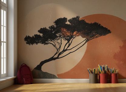 Tree Silhouette Wallpaper Abstract Modern Wall Decor